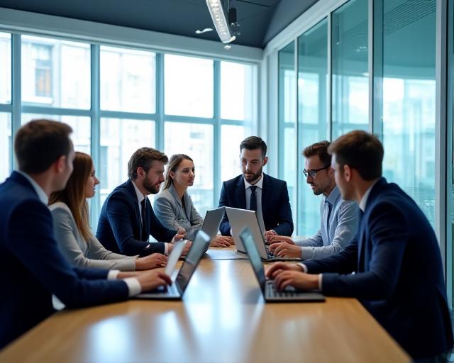 LuminaTech team collaborating in a modern office
